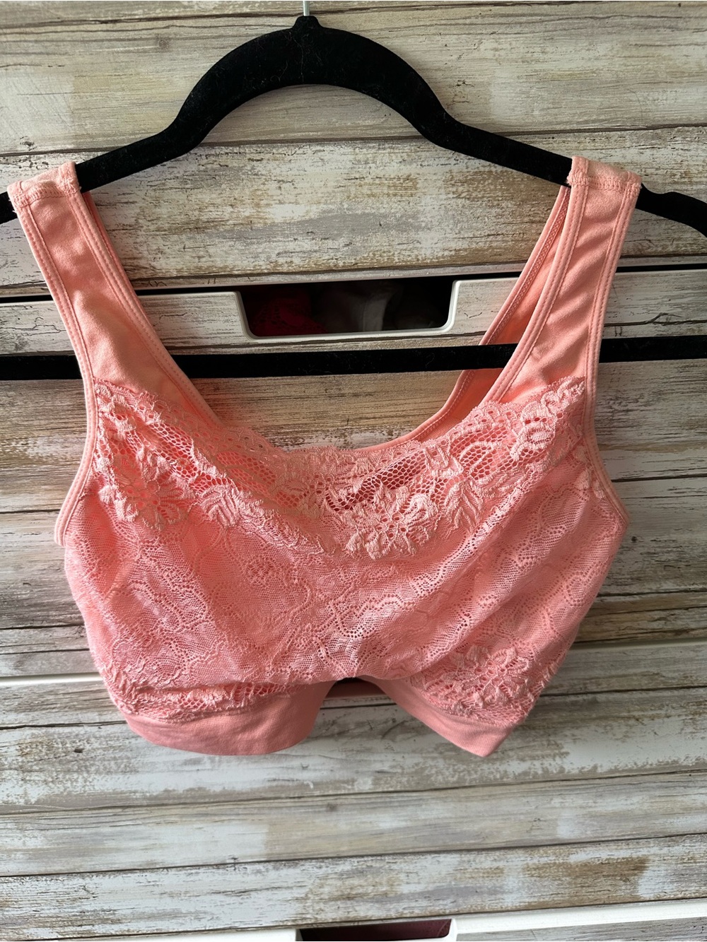 🌸 Rhonda Shear Lace Ahh Bra Wireless Comfort Bra Pink XL